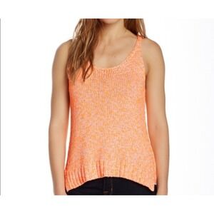 Elizabeth and James Knit Tank‎ Top Sleeveless Orange White Open Back Size Large